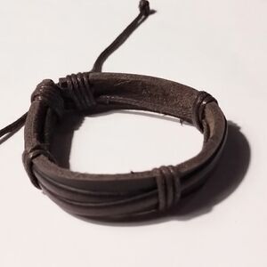 Men's bracelet leather layered brown new d51‎